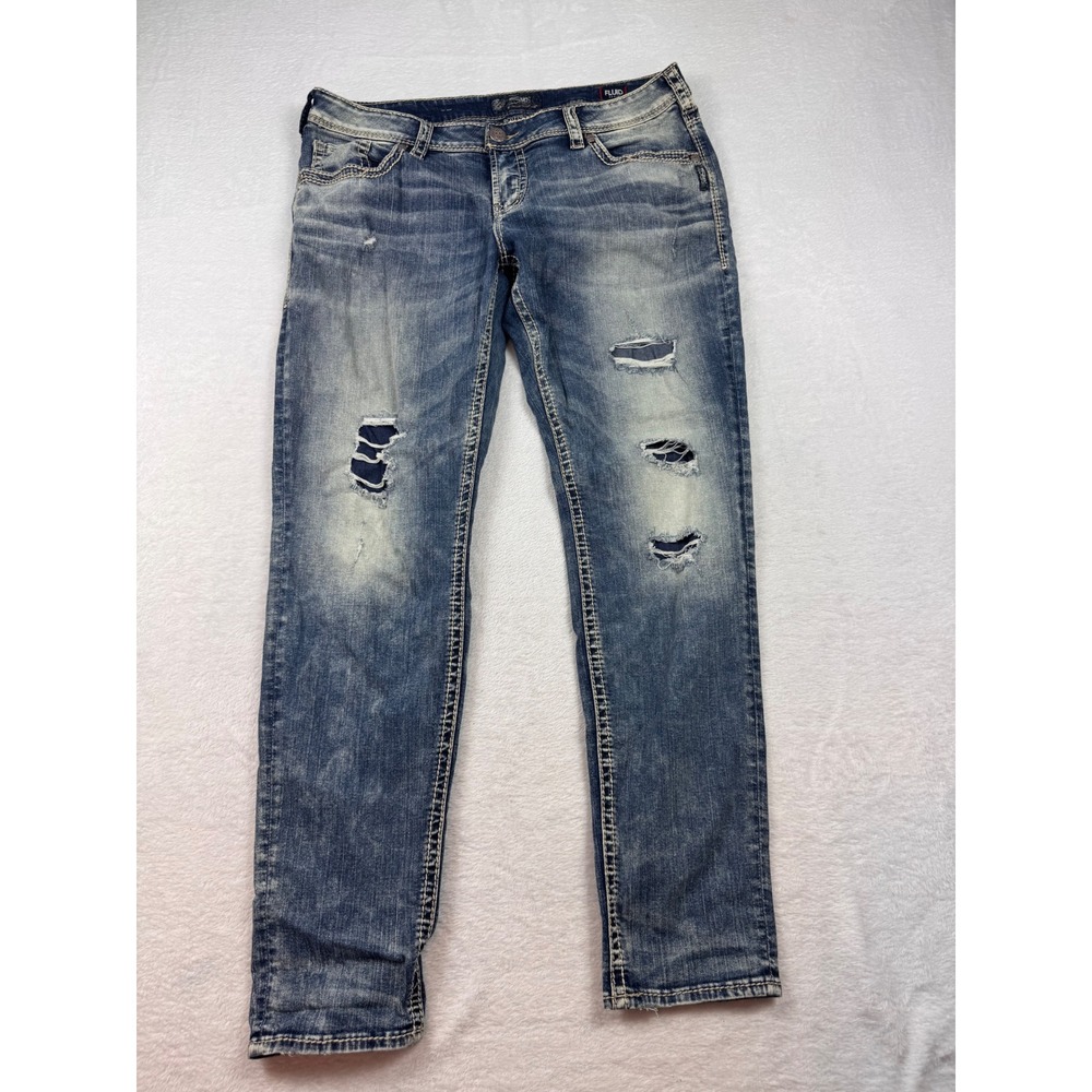 Silver Jeans Co Boyfriend Distressed Jeans W34 L29 Medium Wash L87101SAI246
